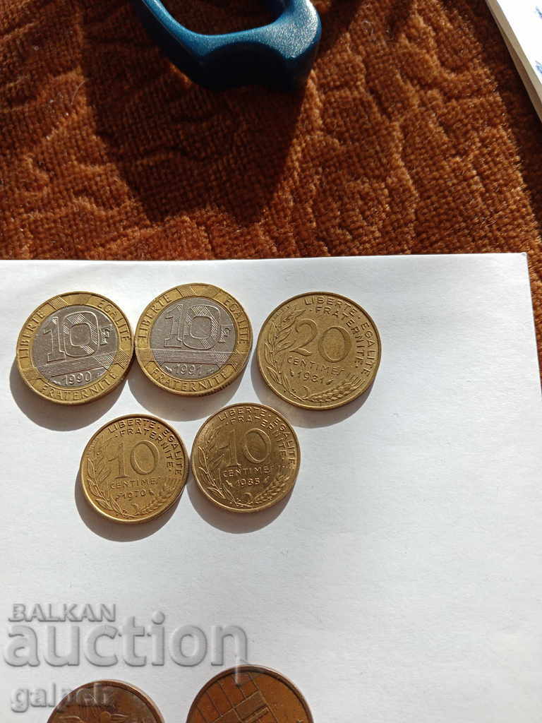 LOT OF COINS - FRANCE / BULGARIA - 22 pcs. - BGN 3.00 with price 3.00 BGN | € 1.53 LOT OF COINS - FRANCE / BULGARIA - 22 pcs. - BGN 3.00 with price 3.00 BGN | € 1.53