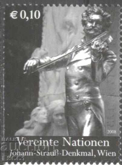 Чиста марка Паметник на Йохан Щраус във Виена 2008 от ООН