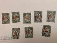 1895 - Overprint 01 on 2 st. "Large Lion" - Lot of 8 pcs