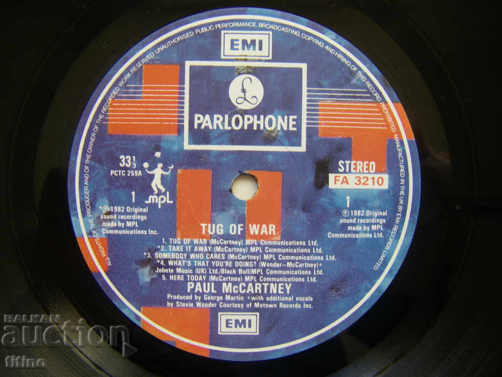 Auction Paul McCartney - Tug Of War, Fame - FA 3210 Auction Paul McCartney - Tug Of War, Fame - FA 3210