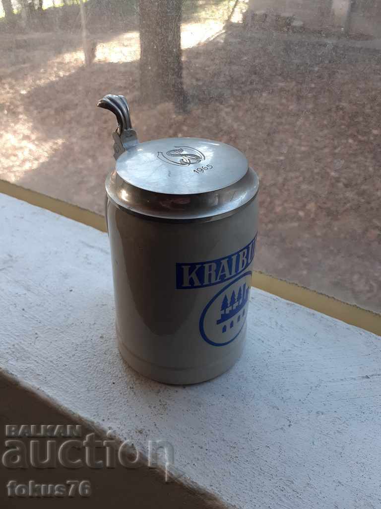 Old German collector's mug with ceramic lid 1965 with price 110.00 BGN | € 56.24 Old German collector's mug with ceramic lid 1965 with price 110.00 BGN | € 56.24