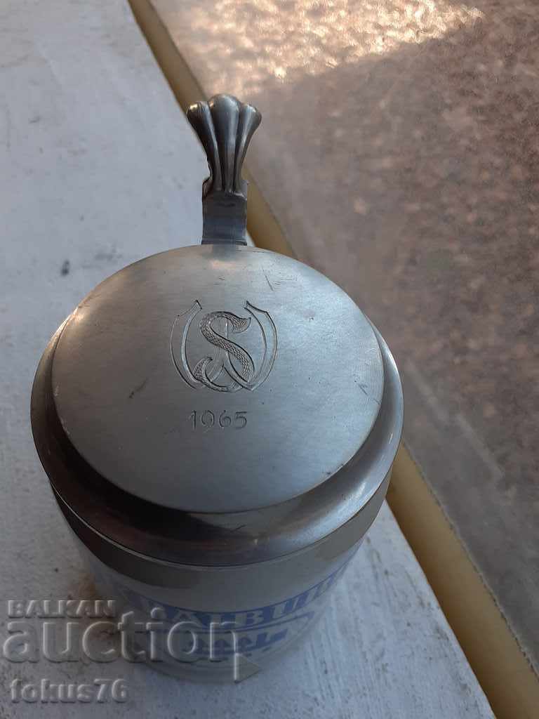 Auction Old German collector's mug with ceramic lid 1965 Auction Old German collector's mug with ceramic lid 1965