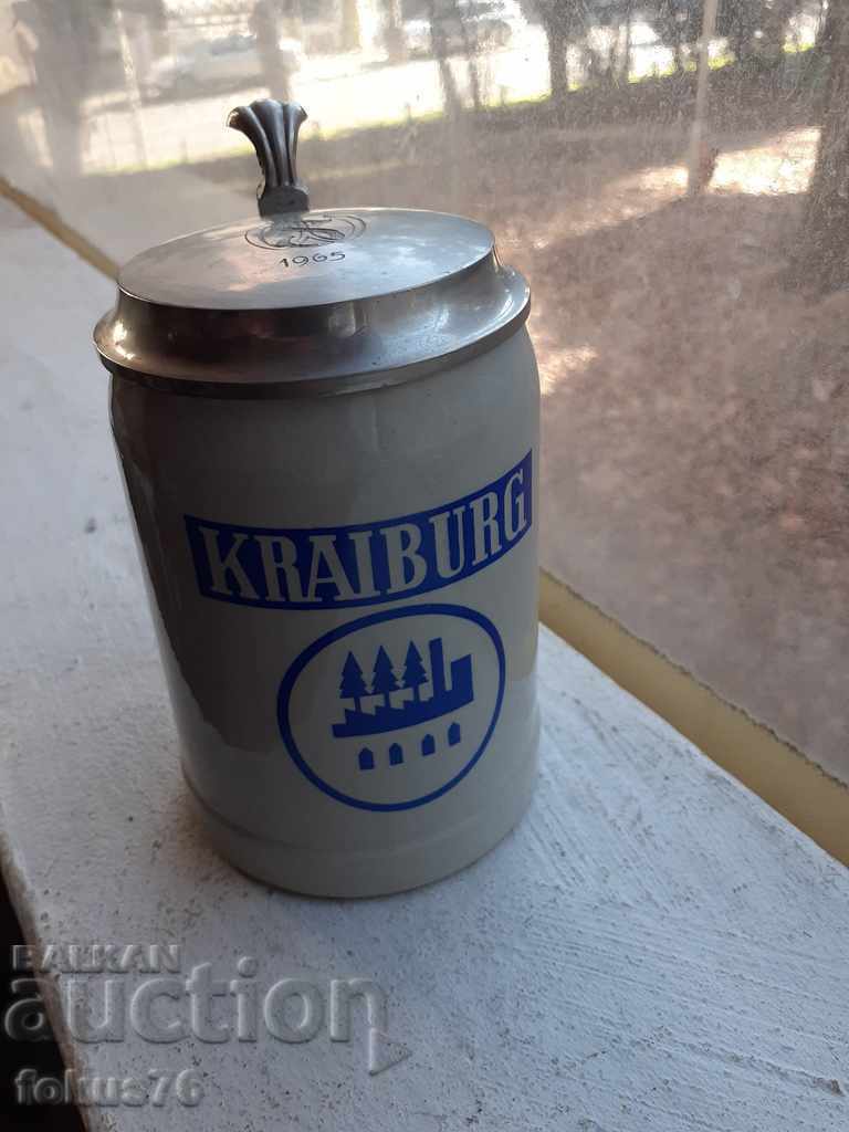 Old German collector's mug with ceramic lid 1965