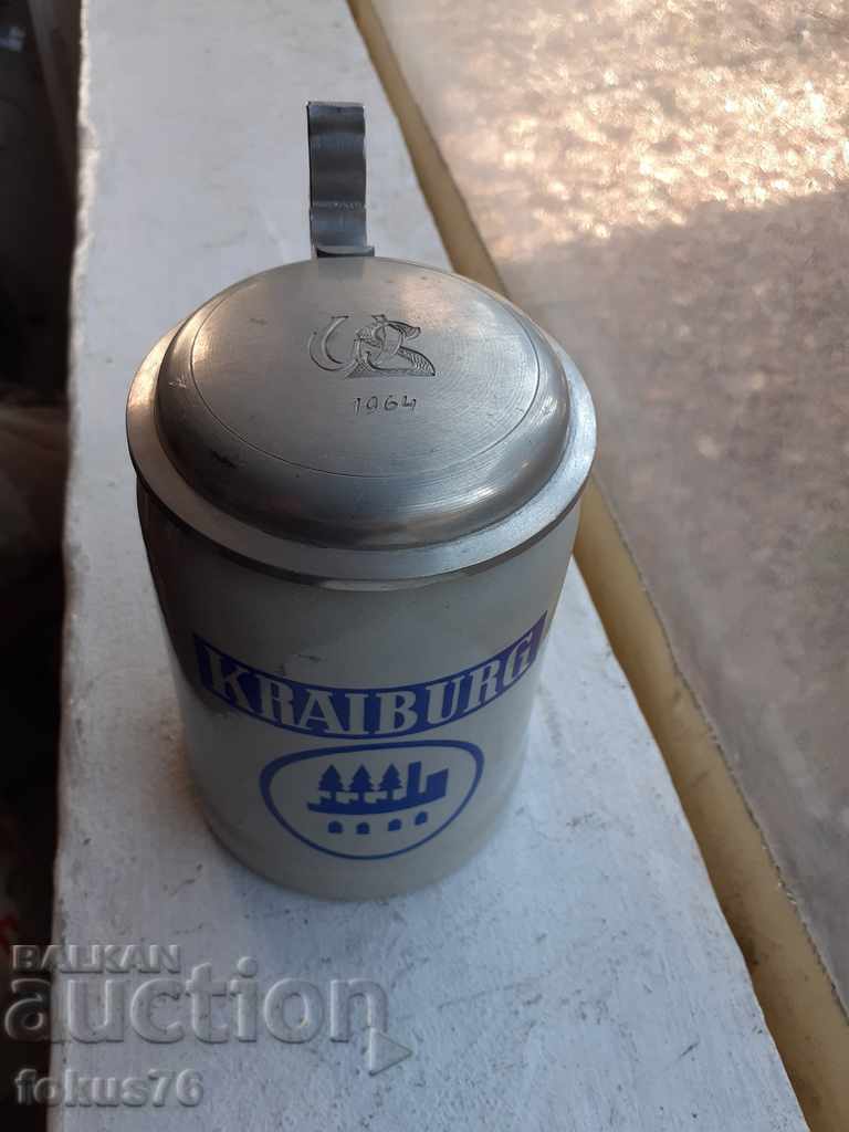 Old German collector's mug with ceramic lid 1964 with price 110.00 BGN | € 56.24