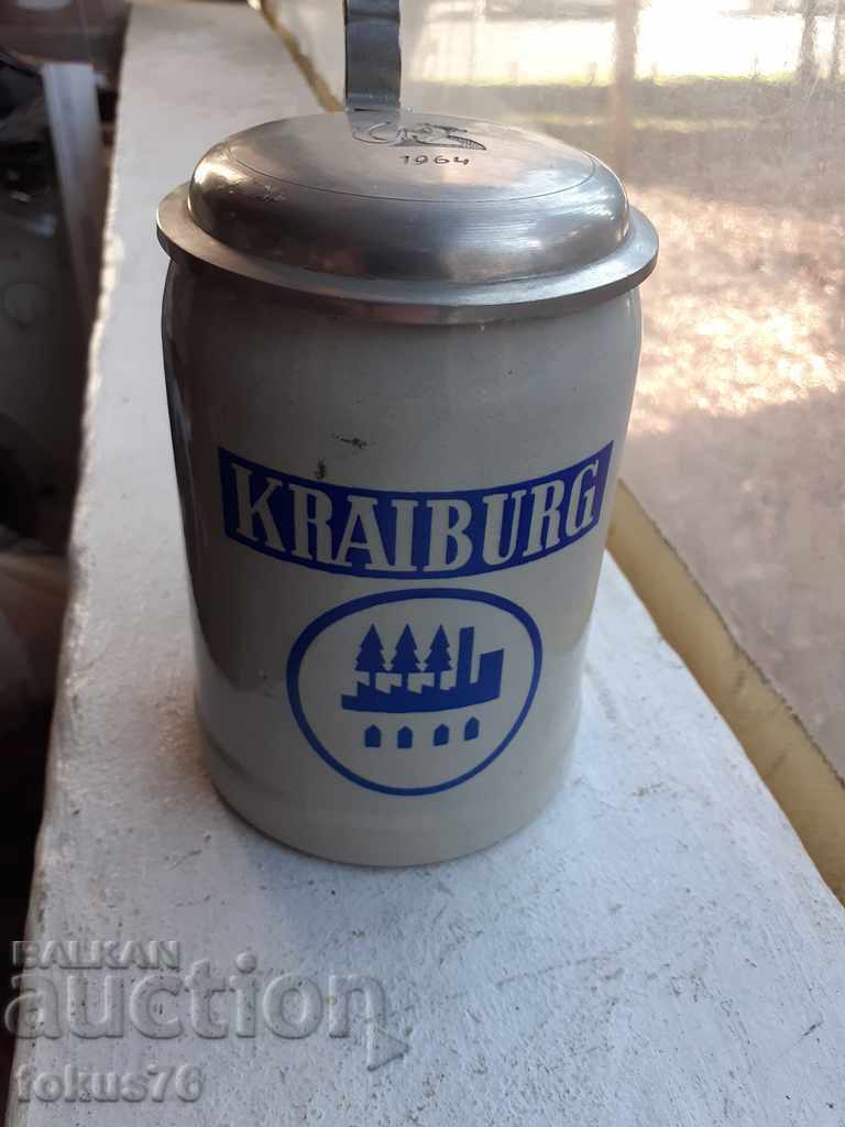 Old German collector's mug with ceramic lid 1964