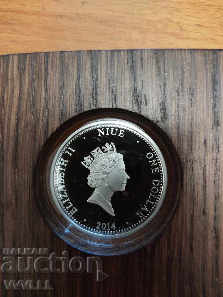 2014 1 dollar. NIUE. Монета с български мотив. Тюхе. с цена € 560.00 | 1095.26 лв.