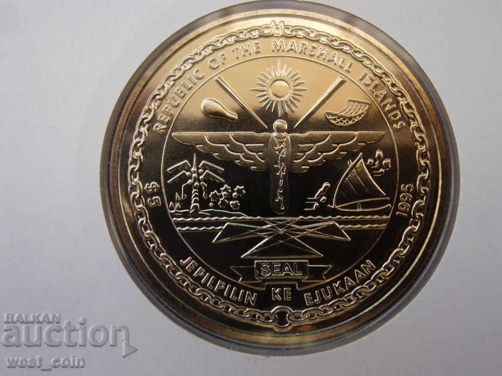 Маршалски острови-5 долара 1995 NUMISBRIEFE UNC Rare - 5 Маршалски острови-5 долара 1995 NUMISBRIEFE UNC Rare - 5