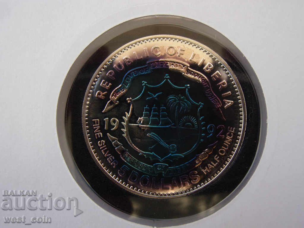 Доставка на Либерия-5 долара 1992 NUMISBRIEFE UNC Rare Доставка на Либерия-5 долара 1992 NUMISBRIEFE UNC Rare