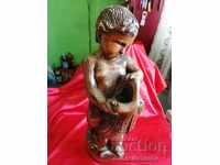 Ancient Large Italian Wooden STATUE Boy 19th Century