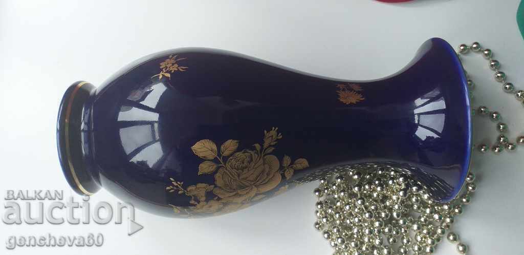 Δημοπρασία Αυθεντικό βάζο Johan Zeltmann cobalt 24cm. roses πορσελάνη