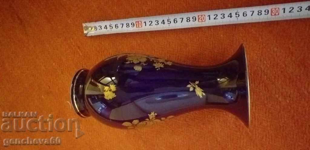 Vază de autor Johann Seltmann - cobalt 24 cm, trandafiri, porțelan - 5