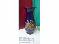 Author's vase Johann Zeltmann cobalt 24cm roses porcelain