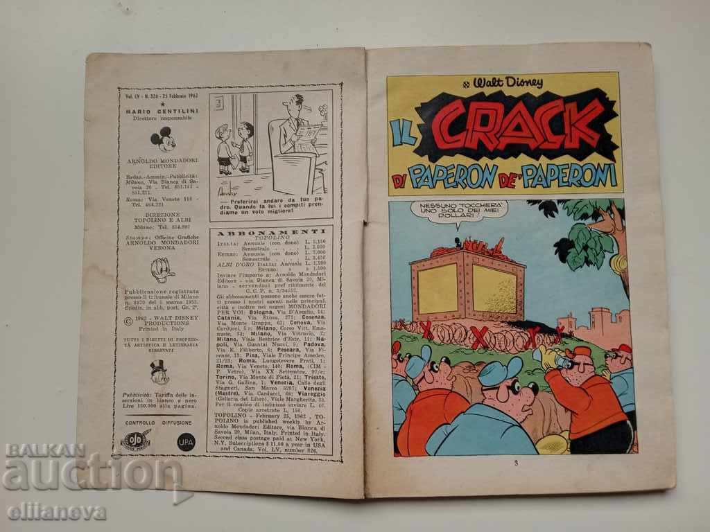 Auction children's book TOPOLINO 1962 132 pages Auction children's book TOPOLINO 1962 132 pages