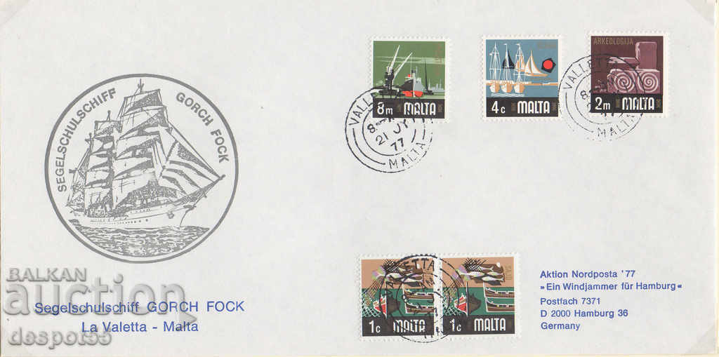 1977. Μάλτα. Ταχυδρομείο του πλοίου. Φάκελος.