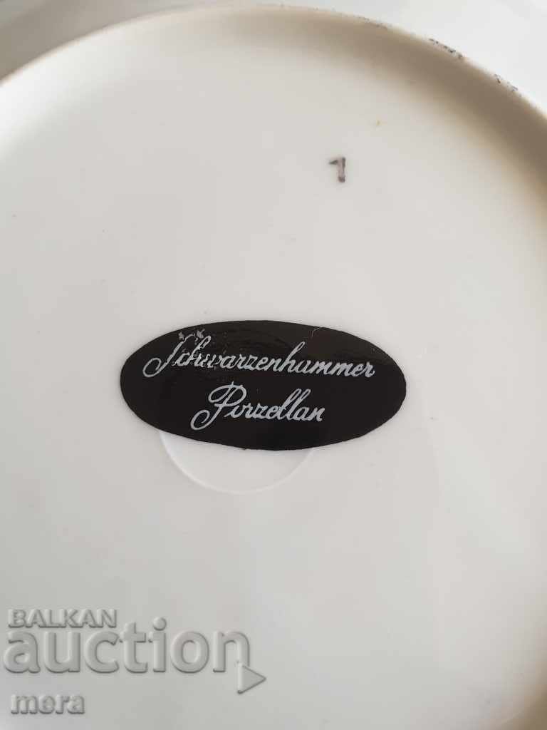 Auction Porcelain plate with metal zinc fittings Auction Porcelain plate with metal zinc fittings