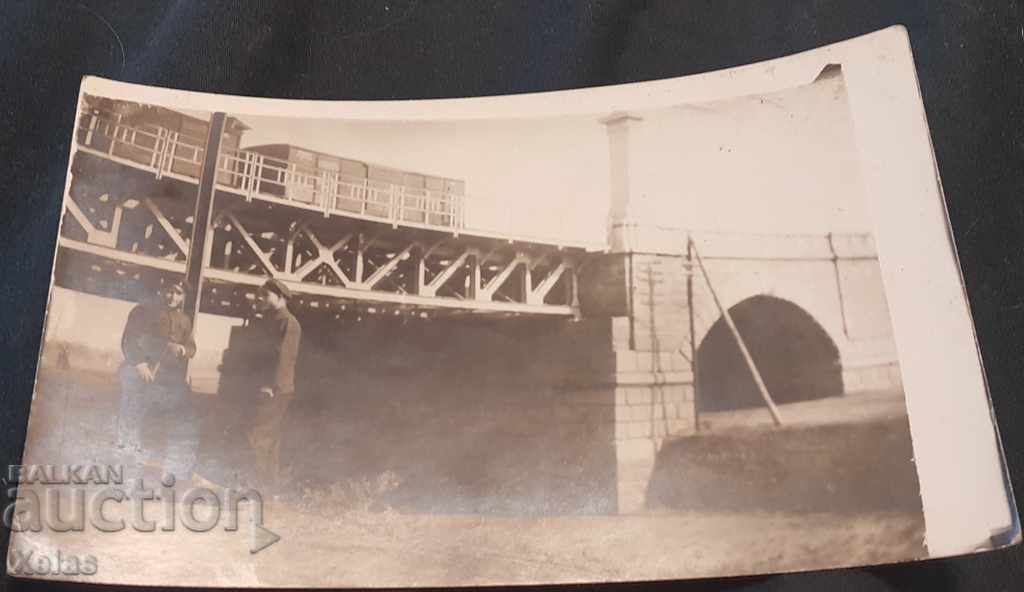 Old photo wagons bridge Bulgaria 1930s