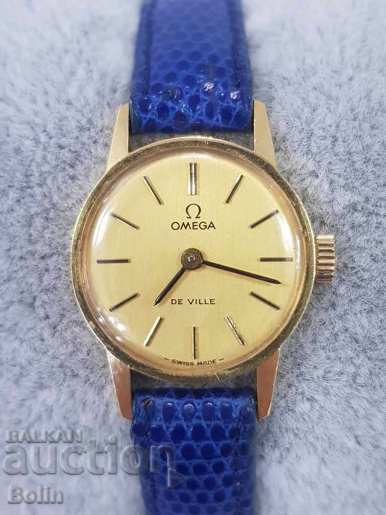 Елегантен златен дамски часовник OMEGA DE VILLE 18k-750пр