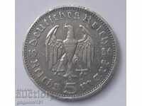 5 марки сребро Германия 1936 A III Райх  сребърна монета №87