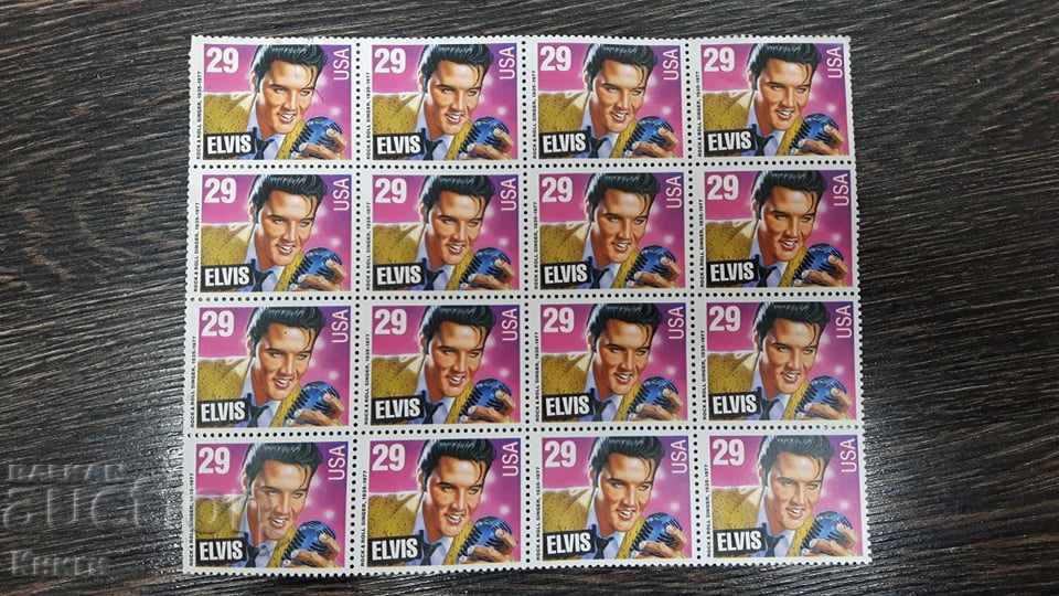Lot of 16 stamps - Elvis Presley 1993 from the USA
