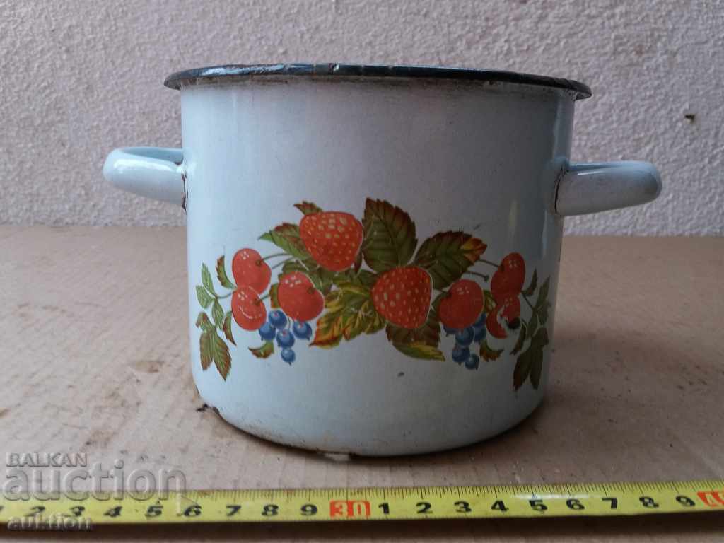 ENAMELED SOC. POT WITH MARKING - 5 ENAMELED SOC. POT WITH MARKING - 5