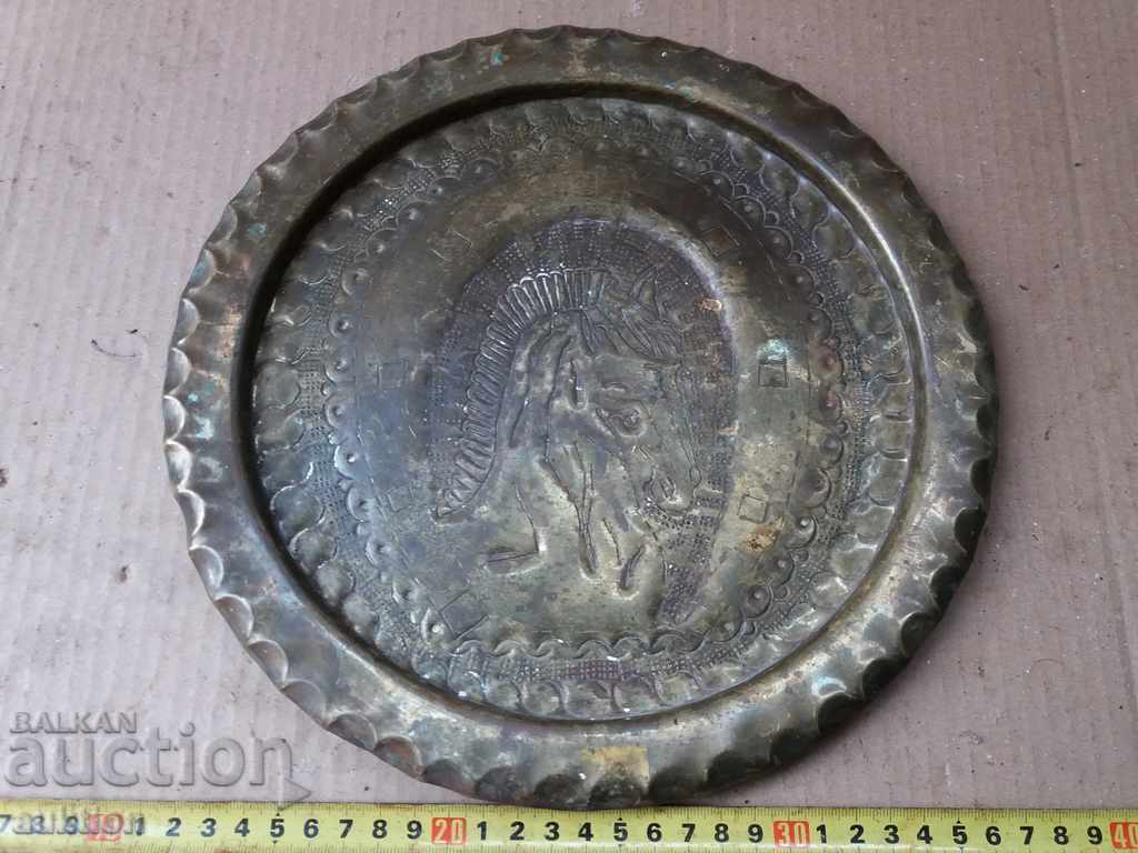 Auction  SOLID HAND-CARVED BRONZE PLATE FOR WALL - HORSE