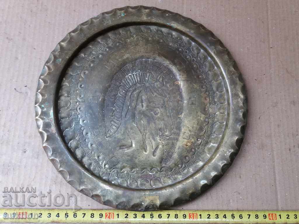 SOLID HAND-CARVED BRONZE PLATE FOR WALL - HORSE - 6