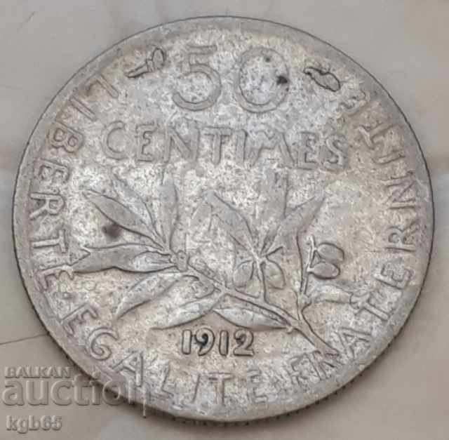 50 centimes 1912 France. 50 centimes 1912 France.