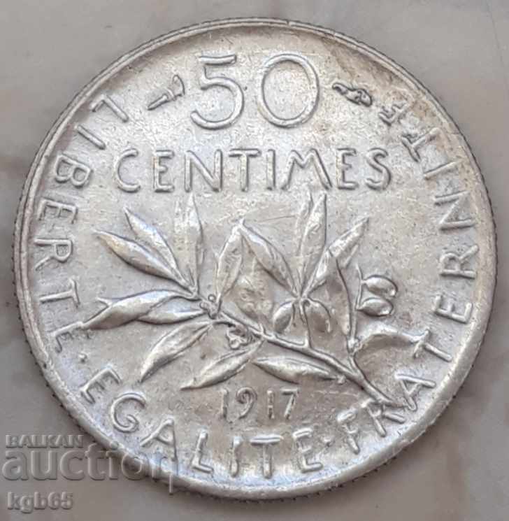 50 сантима 1917 г. Франция.