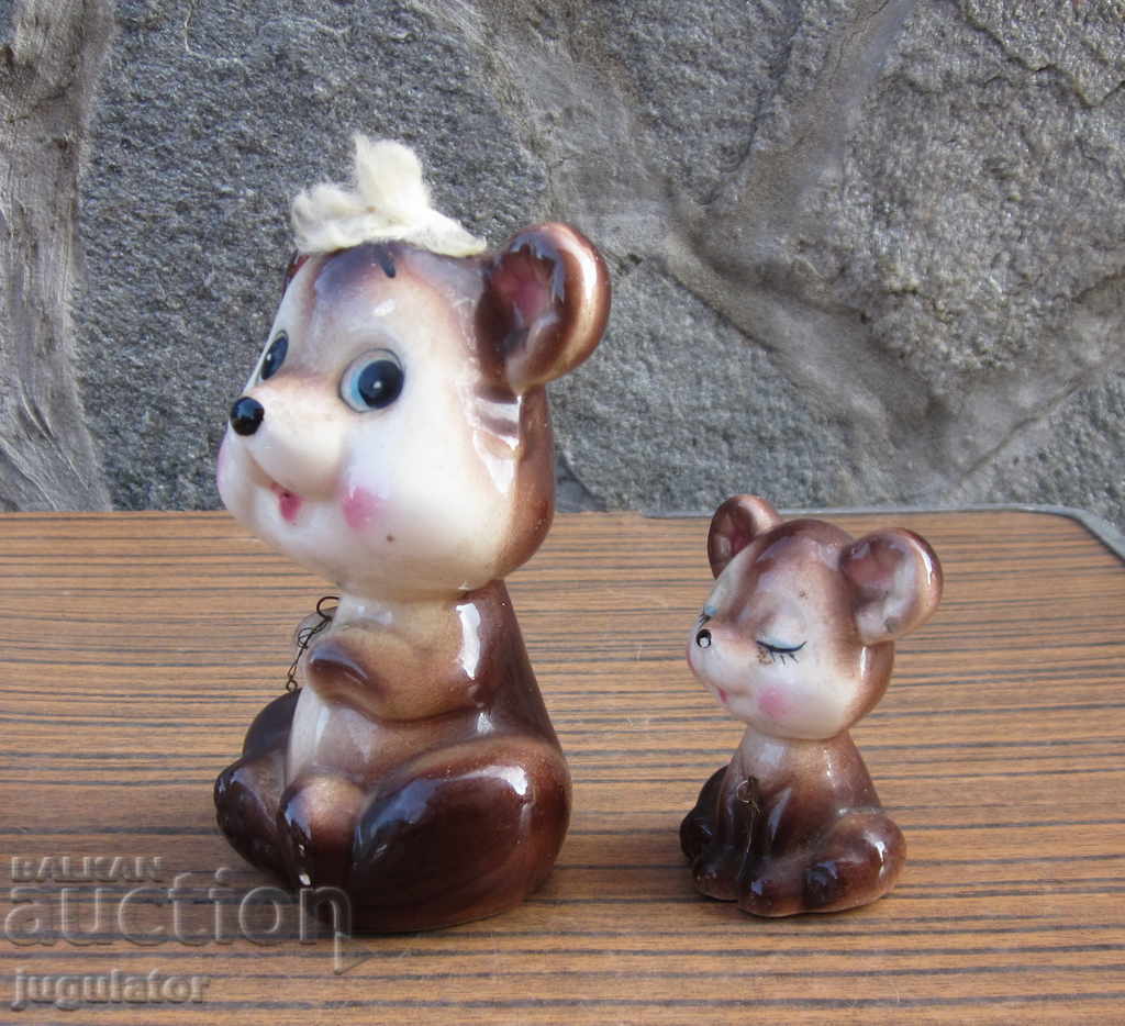Auction bear with teddy bear set of old ceramic porcelain figures Auction bear with teddy bear set of old ceramic porcelain figures