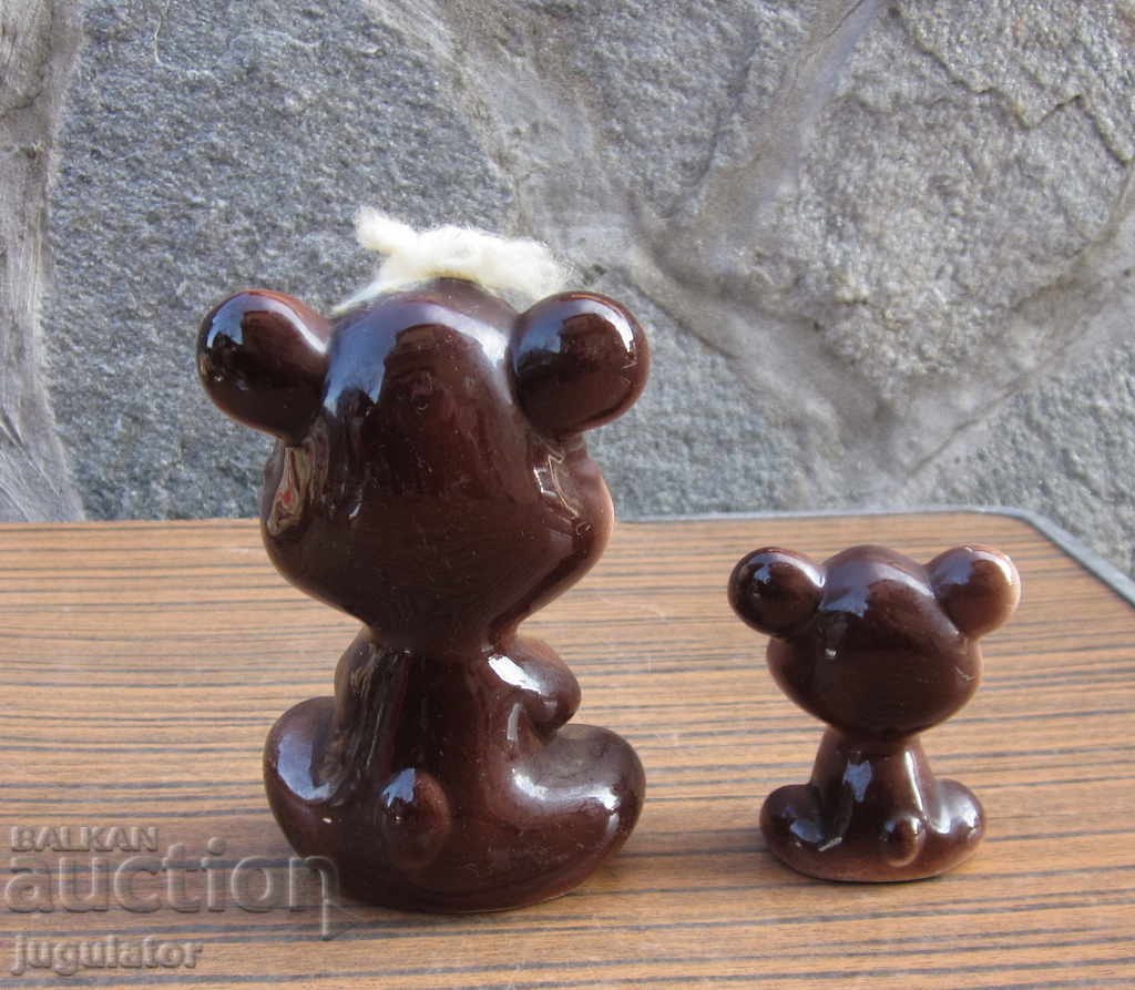 bear with teddy bear set of old ceramic porcelain figures - 5