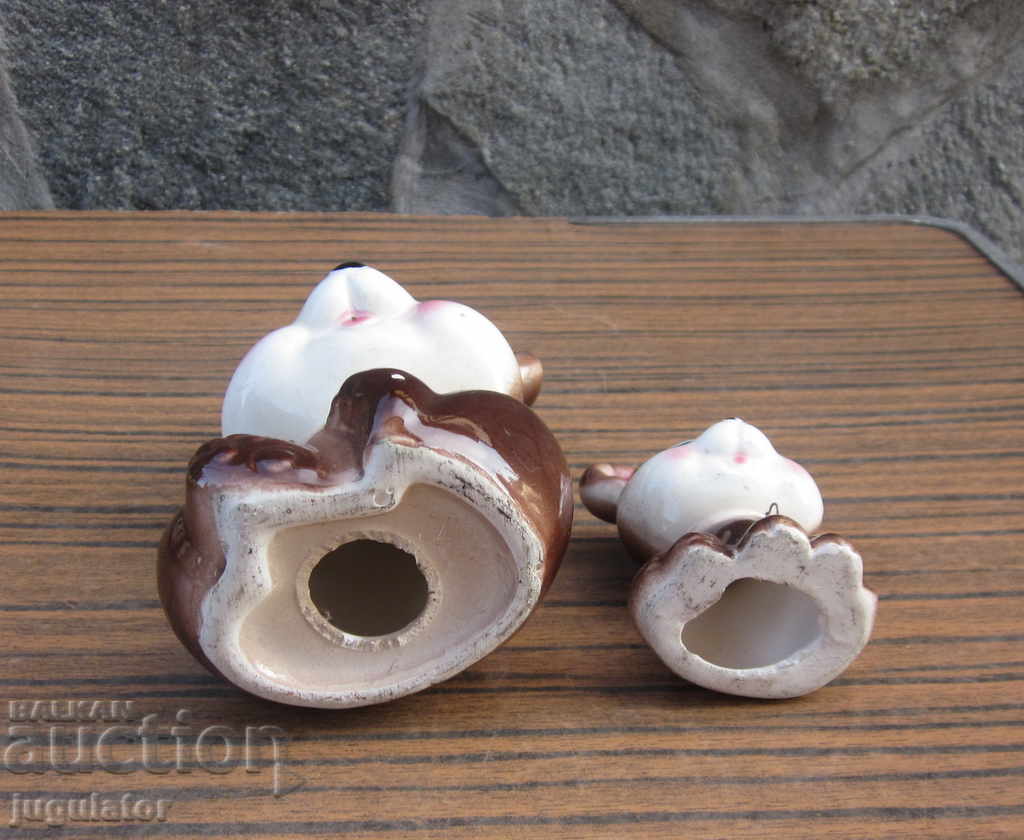 bear with teddy bear set of old ceramic porcelain figures - 6 bear with teddy bear set of old ceramic porcelain figures - 6