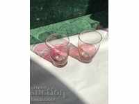 Чаши за вода- тънко ръчно гравирано цветно стъкло