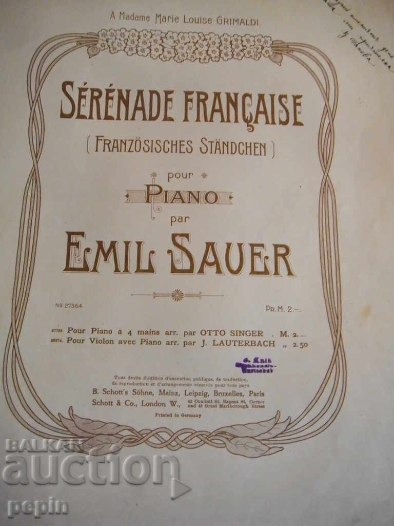 Note de pian - serenadă franceză