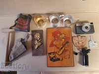 Old miscellaneous items - holster, camera, etc. - 12 pieces