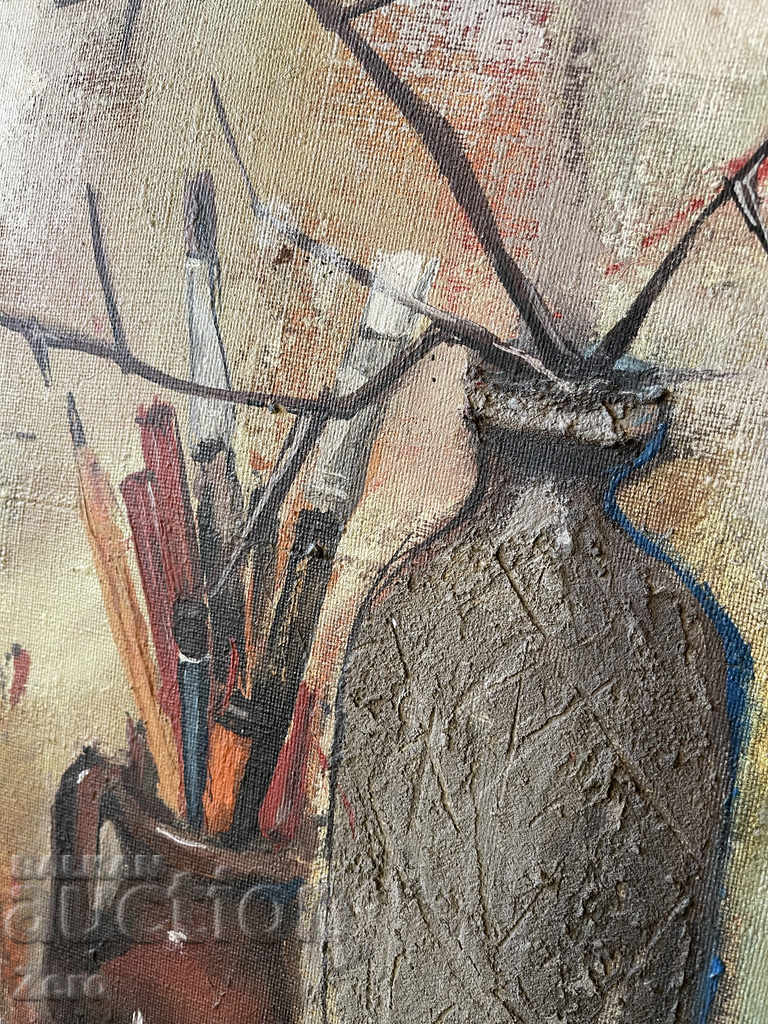 Auction Painting by Rosen Markovski 1988 Oil Paint Canvas Auction Painting by Rosen Markovski 1988 Oil Paint Canvas