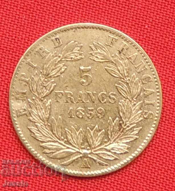 5 Φράγκα 1859 A / Παρίσι / Γαλλία (Χρυσός)