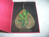 Ръчно рисувана картичка върху листо от дървото Бодхи, Индия3