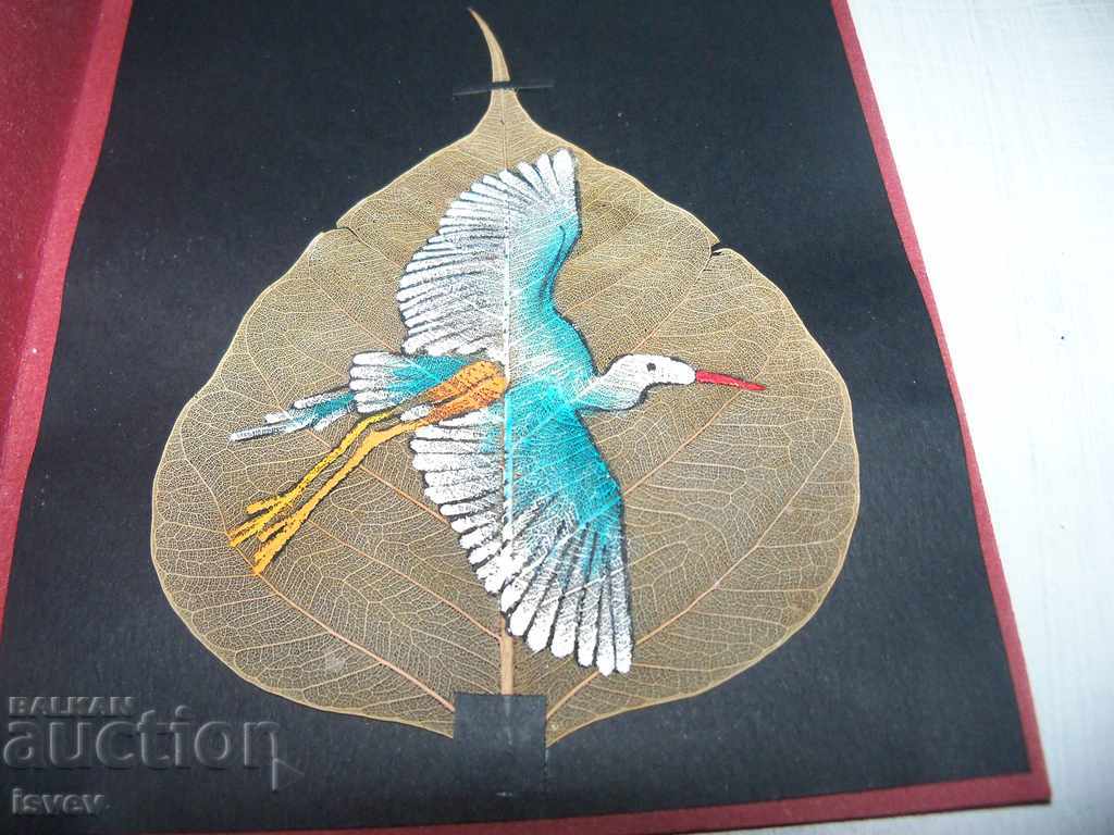 Delivery of Hand-painted card on a leaf of the Bodhi tree, India4 Delivery of Hand-painted card on a leaf of the Bodhi tree, India4