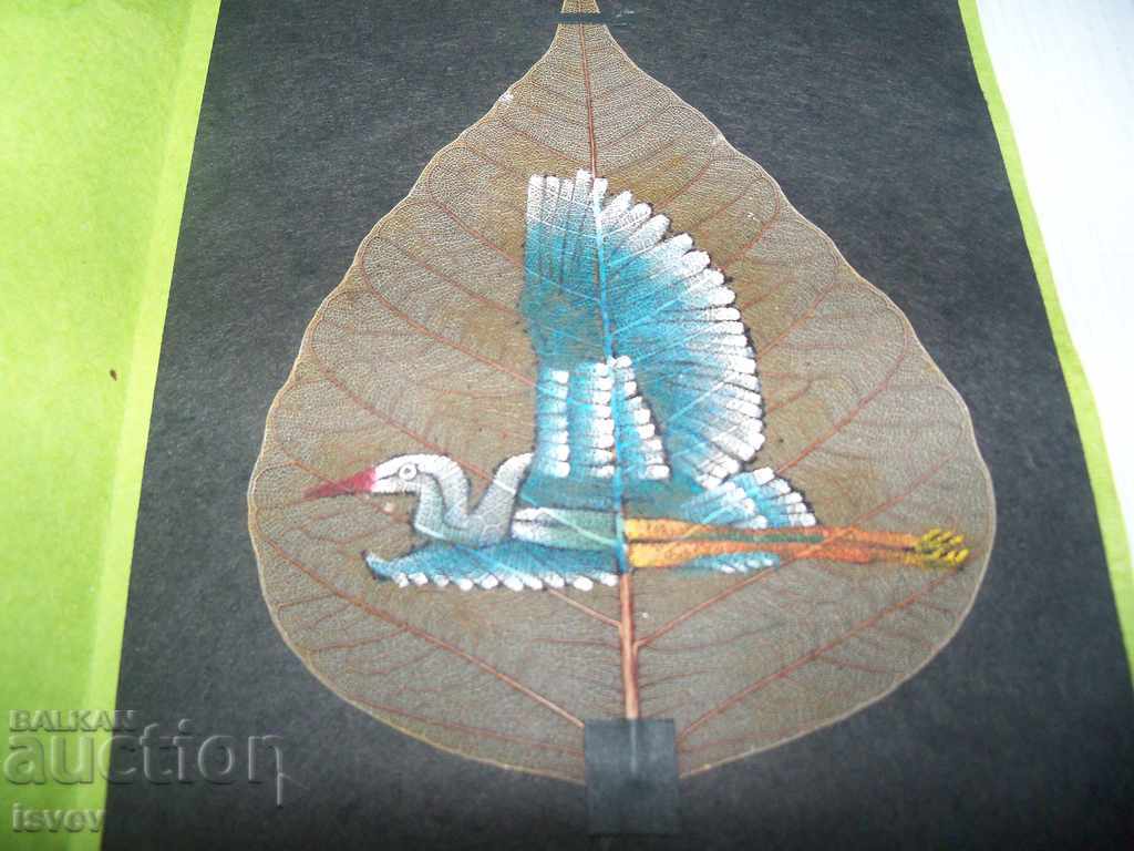 Delivery of Hand-painted card on a leaf of the Bodhi tree, India6 Delivery of Hand-painted card on a leaf of the Bodhi tree, India6