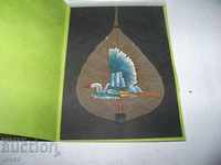 Card pictat manual pe o frunză a arborelui Bodhi, India6