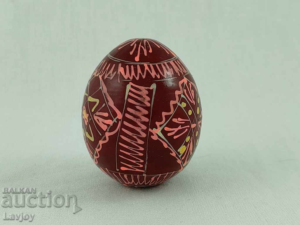 Auction Hand painted Easter wooden egg Auction Hand painted Easter wooden egg