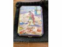 Snuffbox silver enamel erotica rare ROME GLADIATORS BATTLE