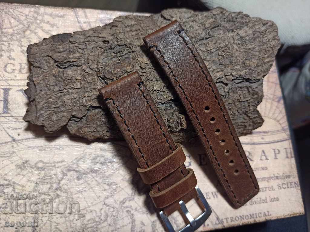 Leather watch strap 22mm Genuine leather by hand 803 with price 35.00 BGN | € 17.90 Leather watch strap 22mm Genuine leather by hand 803 with price 35.00 BGN | € 17.90