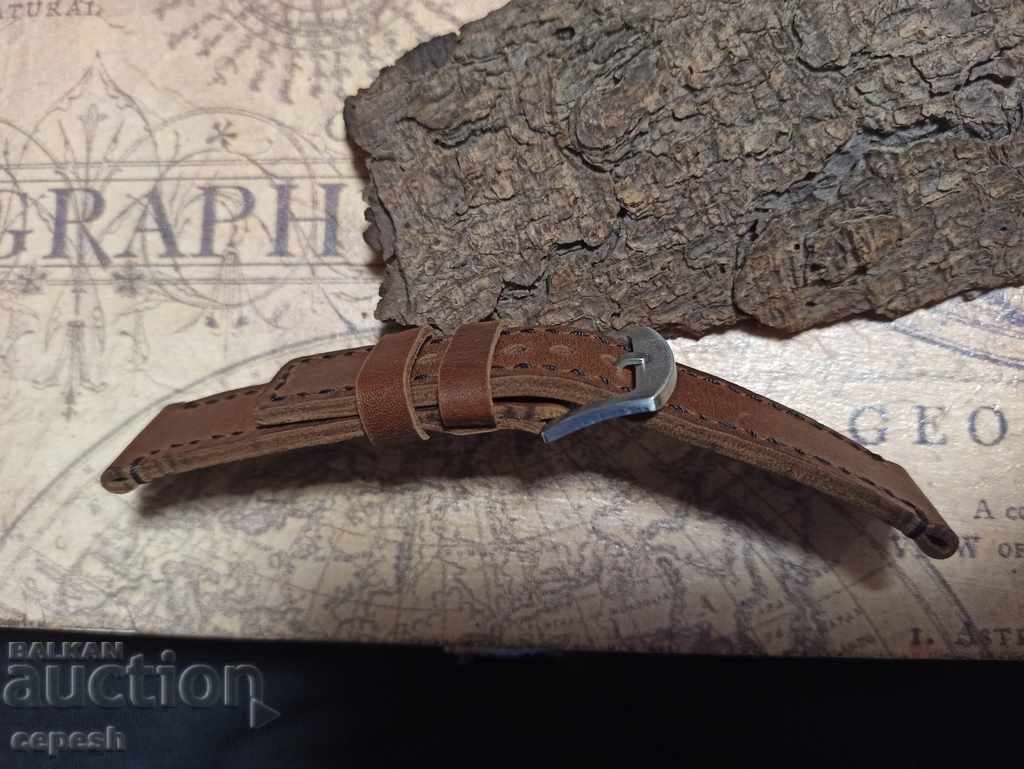 Leather watch strap 22mm Genuine leather by hand 803 - 6 Leather watch strap 22mm Genuine leather by hand 803 - 6