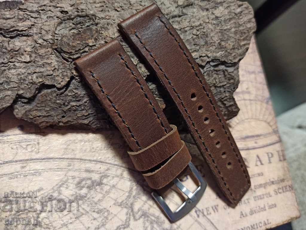 Leather watch strap 22mm Genuine leather by hand 806 with price 35.00 BGN | € 17.90 Leather watch strap 22mm Genuine leather by hand 806 with price 35.00 BGN | € 17.90
