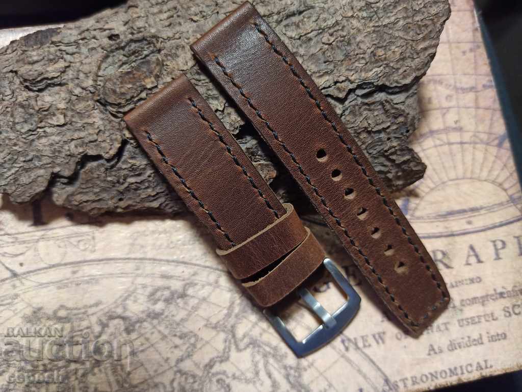 Leather watch strap 22mm Genuine leather by hand 806