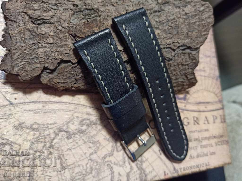 Leather watch strap 24mm Genuine leather by hand 807 with price 40.00 BGN | € 20.45