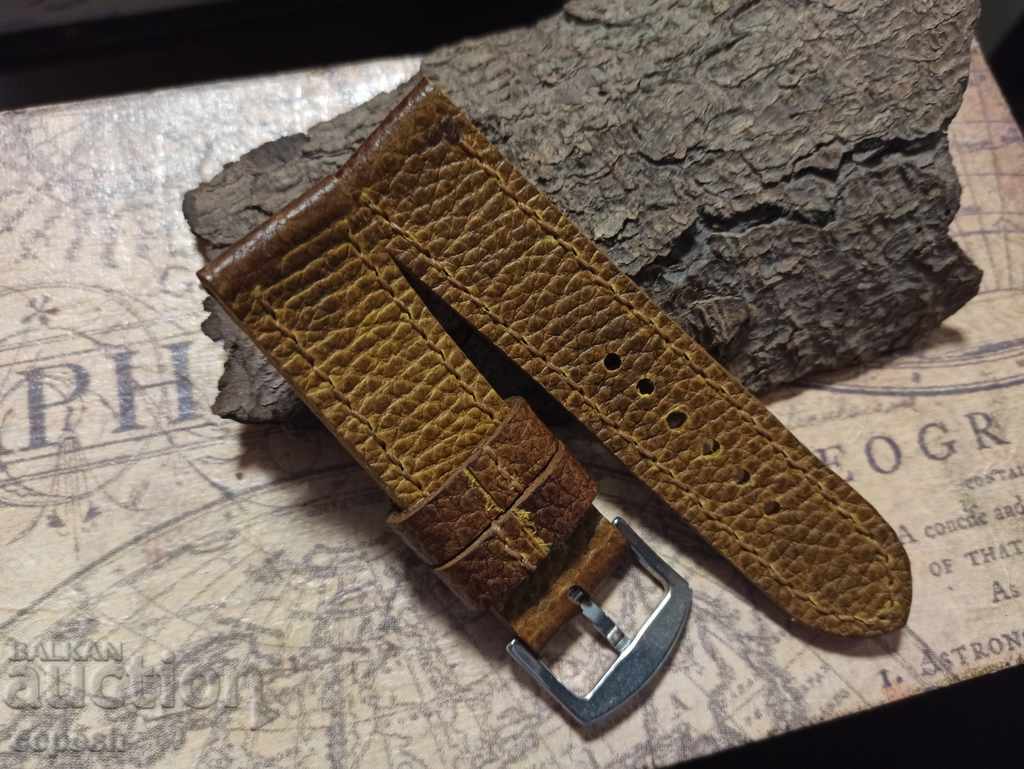 Leather watch strap 24mm Genuine leather by hand 821 - 7 Leather watch strap 24mm Genuine leather by hand 821 - 7