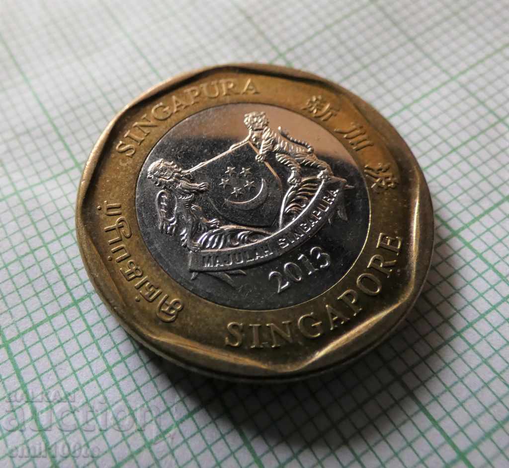 $ 1 2013. Singapore bimetal - 5 $ 1 2013. Singapore bimetal - 5