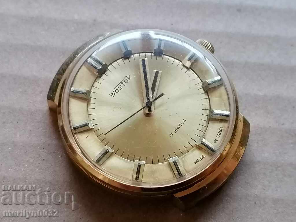 Wrist watch Vostok with gilding 10 mick second hand, WORKS - 5 Wrist watch Vostok with gilding 10 mick second hand, WORKS - 5